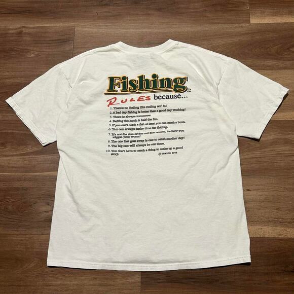 Gildan Other - Vintage Fishing Rules‎ Funny Graphic Tee White Size XL Used - Excellent